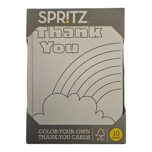 Spritz Thank You Rainbow Color Your Own Blank Notecards & Envelopes 10 Pack
